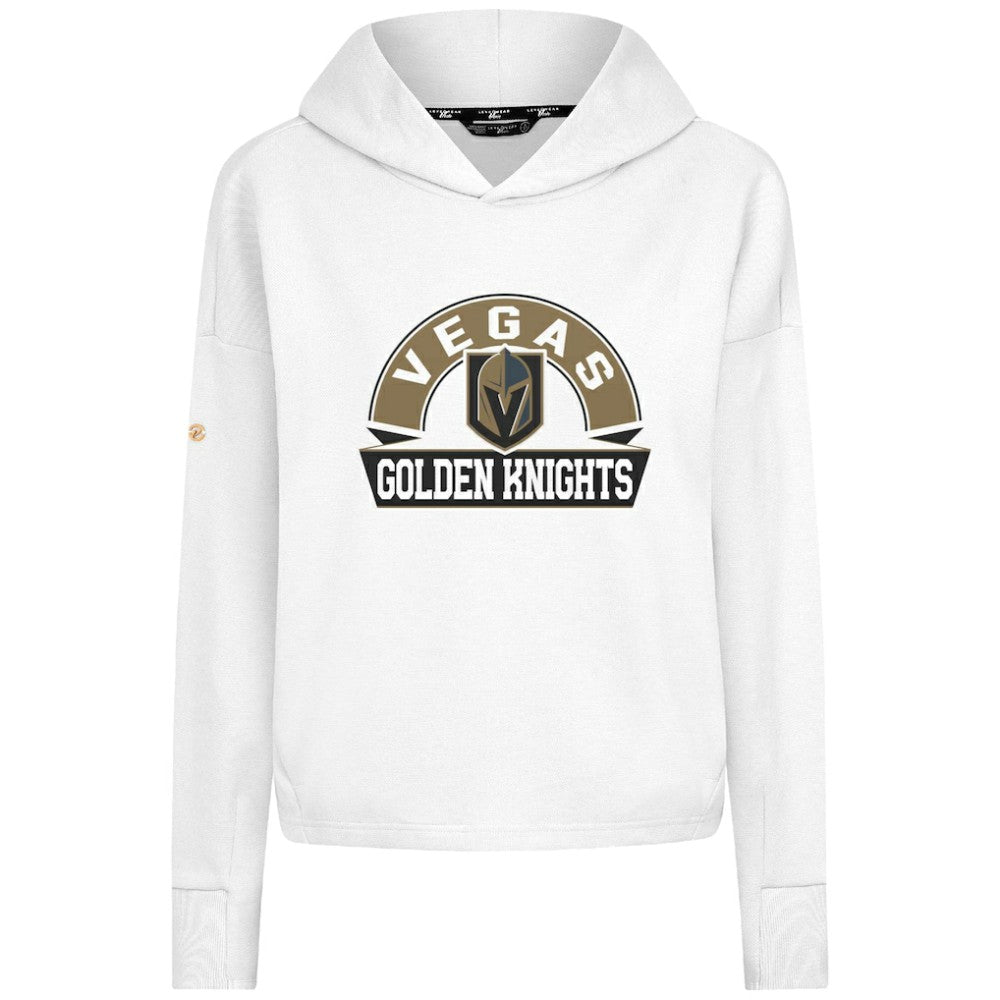 NHL Vegas Golden Knights Levelwear Women's Sweet Banner Arch Tri-Blend Cropped Pullover Hoodie - White