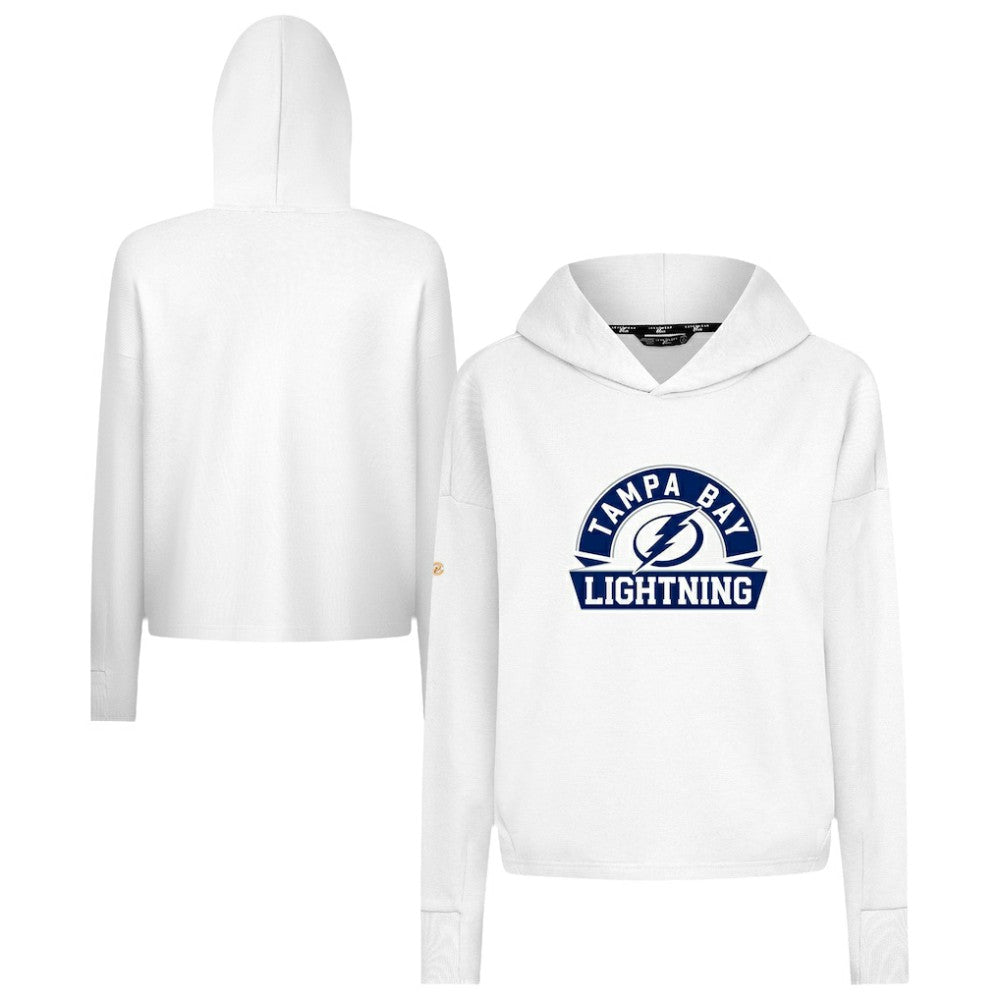 NHL Tampa Bay Lightning Levelwear Women's Sweet Banner Arch Tri-Blend Cropped Pullover Hoodie - White