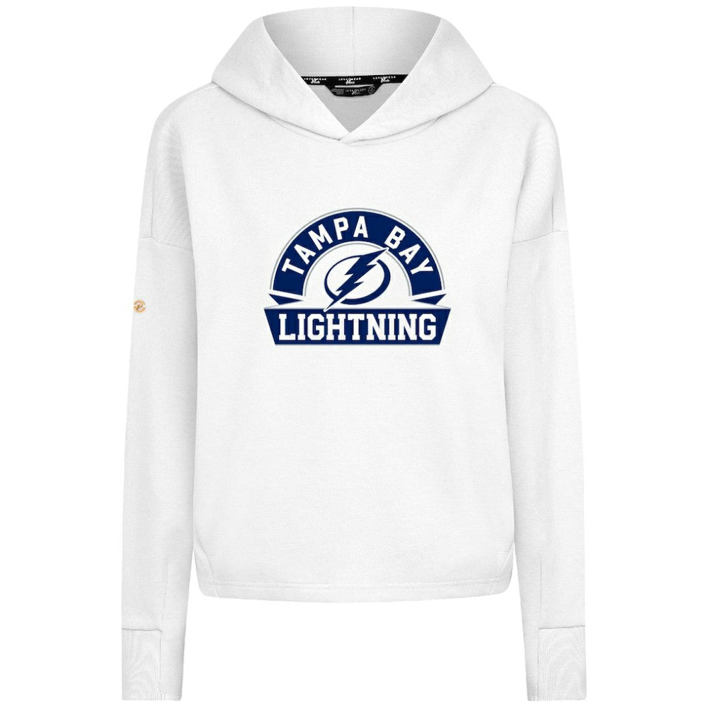 NHL Tampa Bay Lightning Levelwear Women's Sweet Banner Arch Tri-Blend Cropped Pullover Hoodie - White