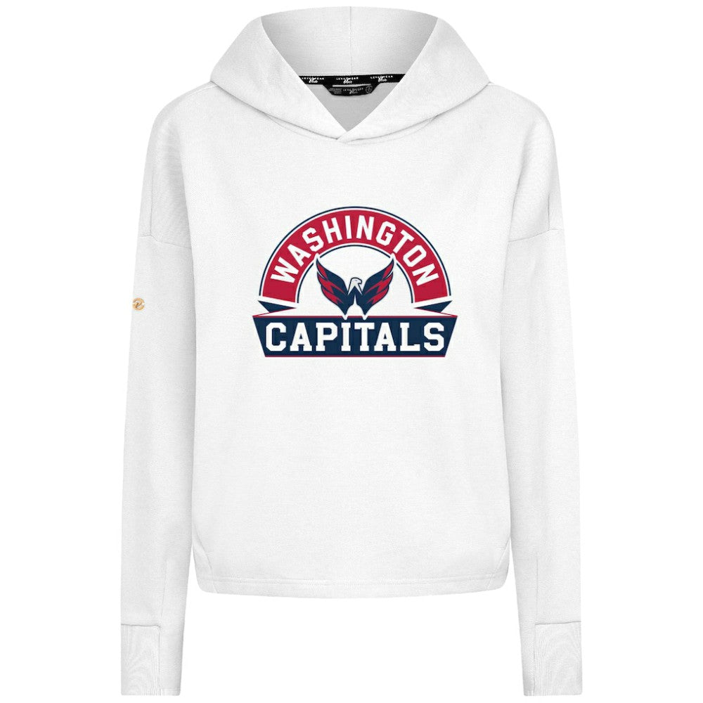 NHL Washington Capitals Levelwear Women's Sweet Banner Arch Tri-Blend Cropped Pullover Hoodie - White