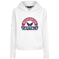 NHL Washington Capitals Levelwear Women's Sweet Banner Arch Tri-Blend Cropped Pullover Hoodie - White