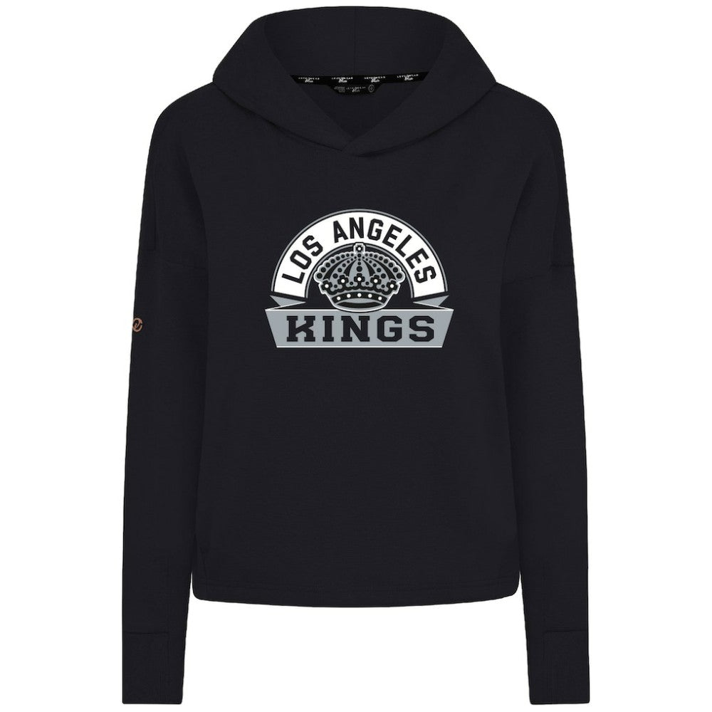 NHL Los Angeles Kings Levelwear Women's Sweet Banner Arch Tri-Blend Cropped Pullover Hoodie - Black