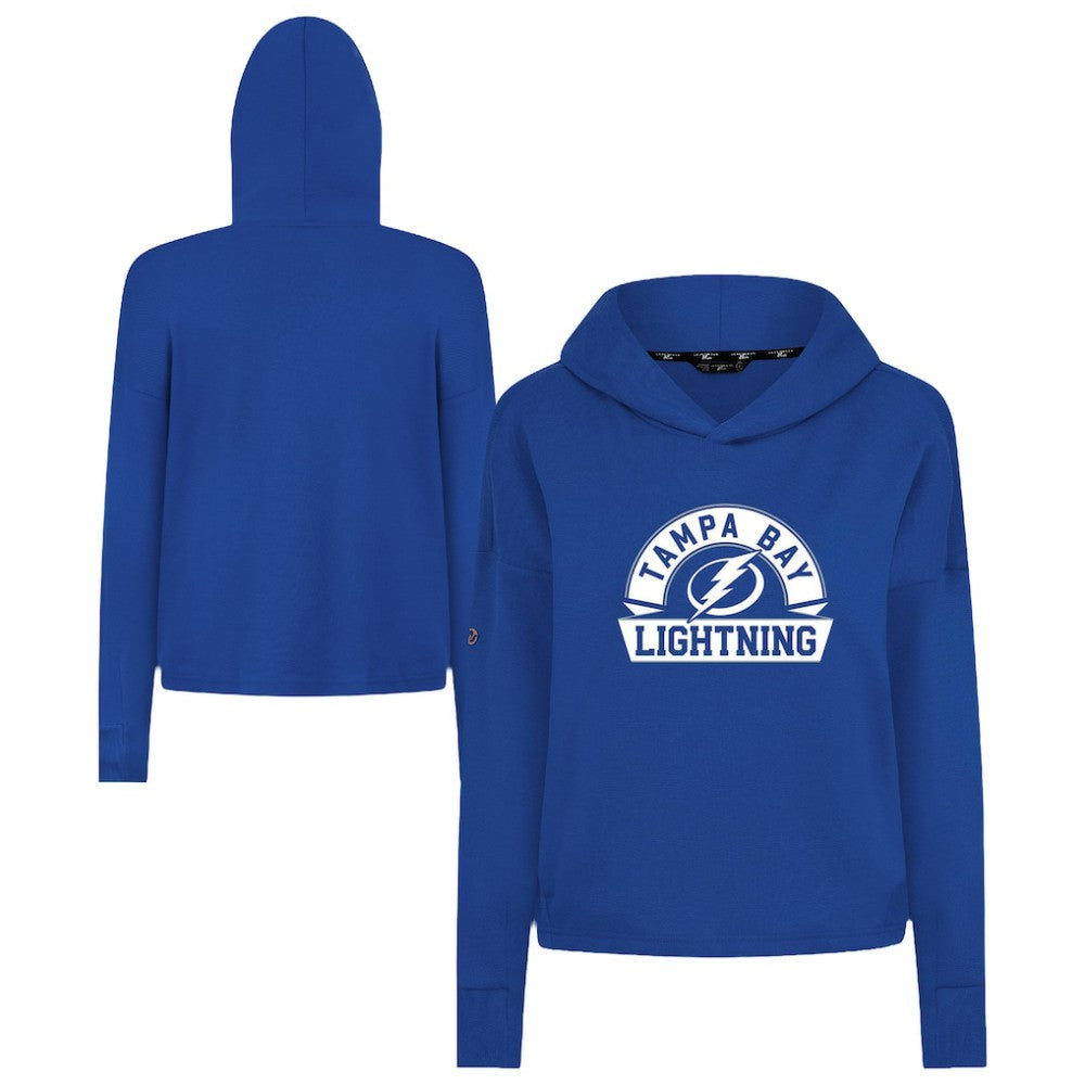 NHL Tampa Bay Lightning Levelwear Women's Sweet Banner Arch Tri-Blend Cropped Pullover Hoodie - Royal