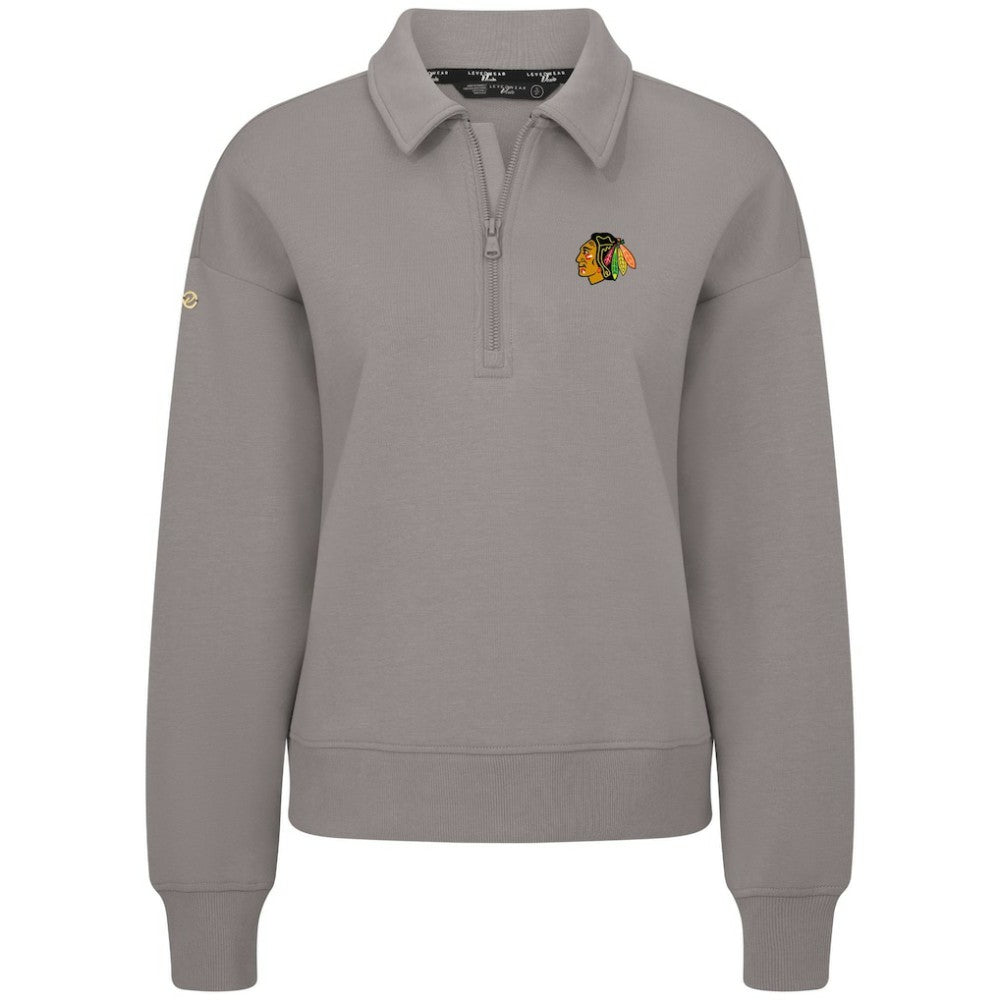 NHL Chicago Blackhawks Levelwear Women's Canmore Quarter-Zip Pullover - Gray