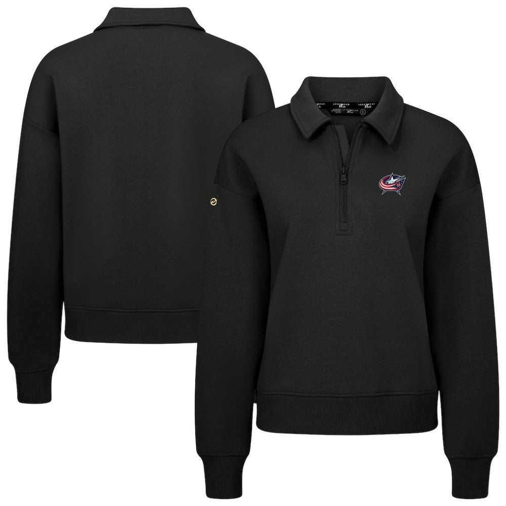 NHL Columbus Blue Jackets Levelwear Women's Canmore Quarter-Zip Pullover - Black