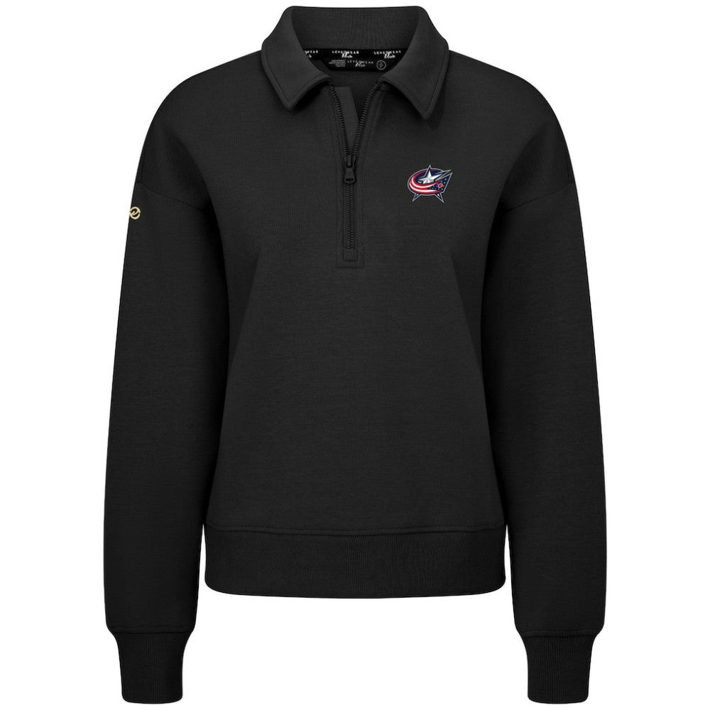 NHL Columbus Blue Jackets Levelwear Women's Canmore Quarter-Zip Pullover - Black
