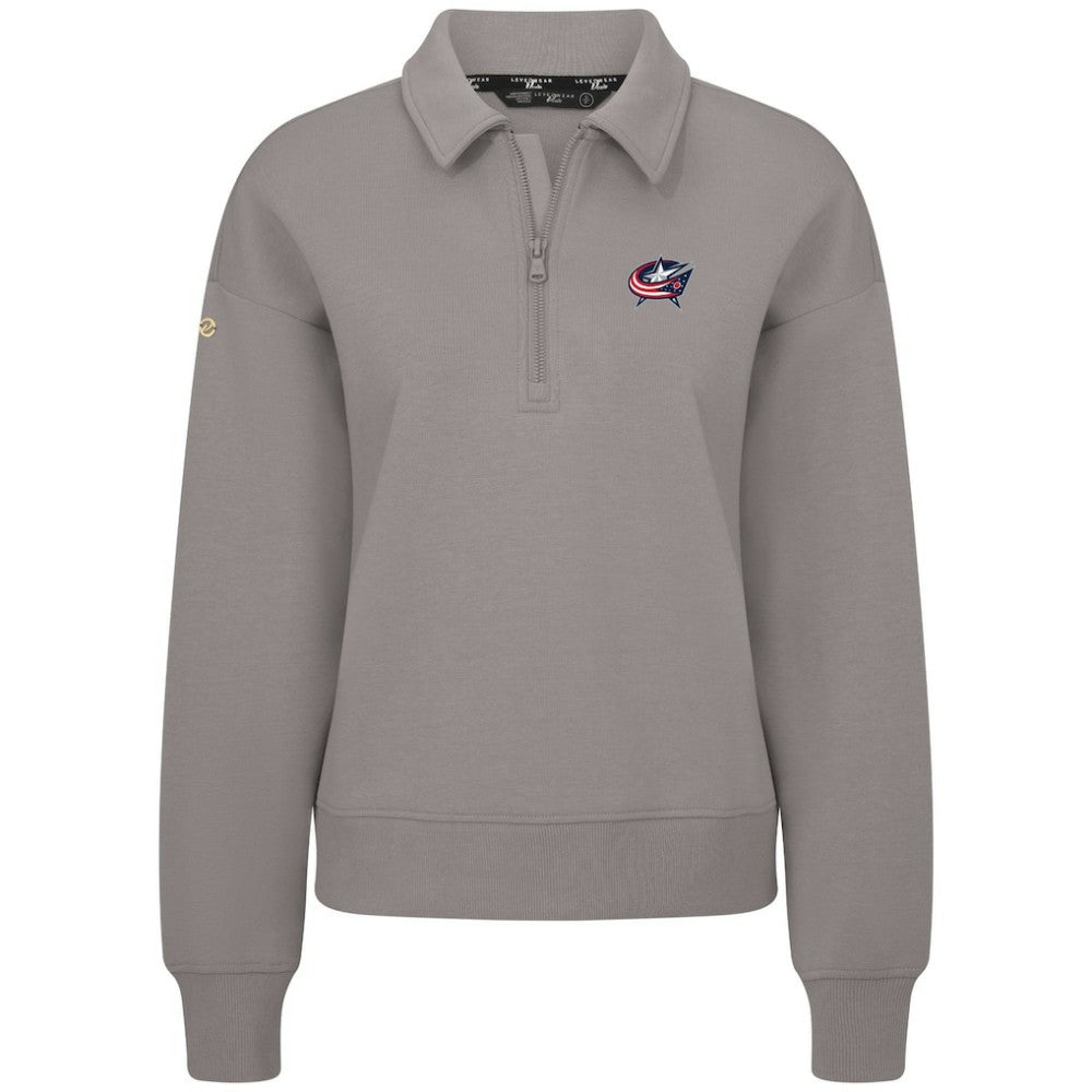 NHL Columbus Blue Jackets Levelwear Women's Canmore Quarter-Zip Pullover - Gray