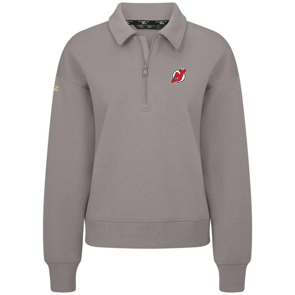 NHL New Jersey Devils Levelwear Women's Canmore Quarter-Zip Pullover - Gray