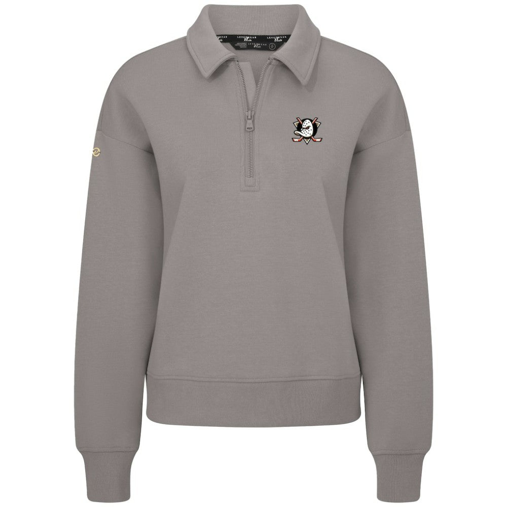 NHL Anaheim Ducks Levelwear Women's Canmore Quarter-Zip Pullover - Gray