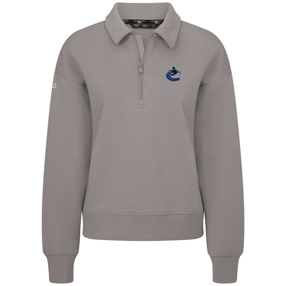NHL Vancouver Canucks Levelwear Women's Canmore Quarter-Zip Pullover - Gray