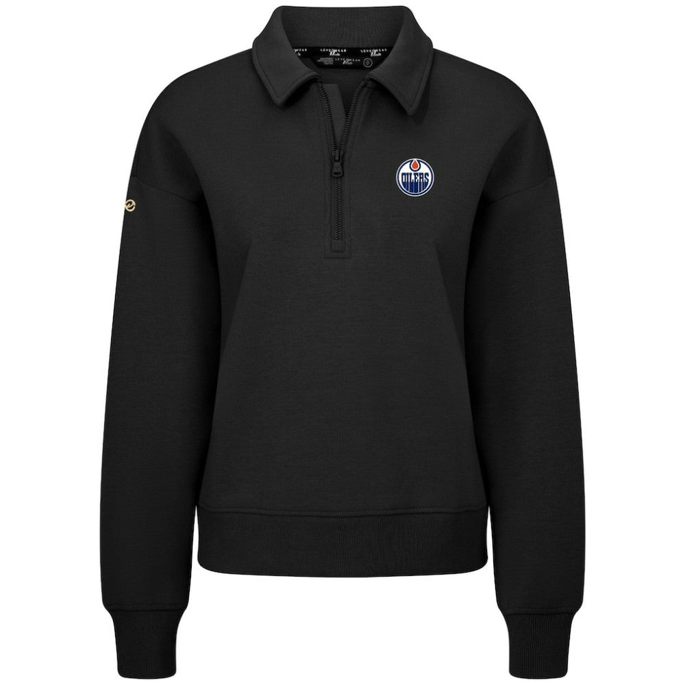 NHL Edmonton Oilers Levelwear Women's Canmore Quarter-Zip Pullover - Black