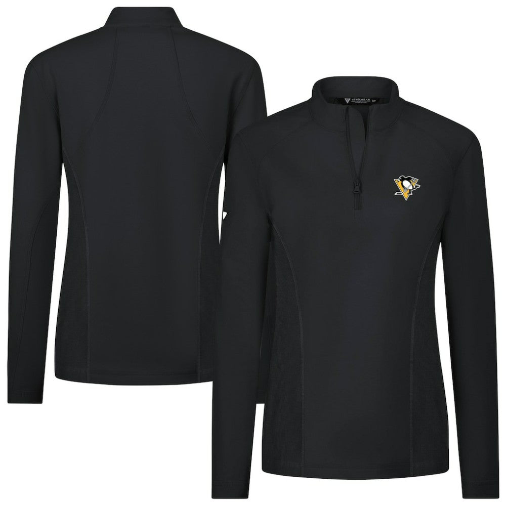 NHL Pittsburgh Penguins Levelwear Women's Upright Quarter-Zip Pullover - Black