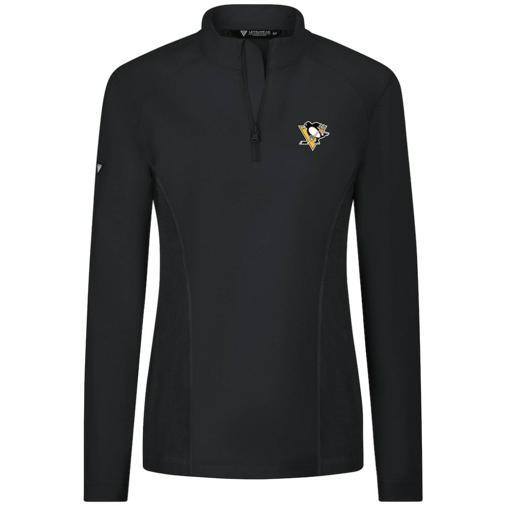 NHL Pittsburgh Penguins Levelwear Women's Upright Quarter-Zip Pullover - Black