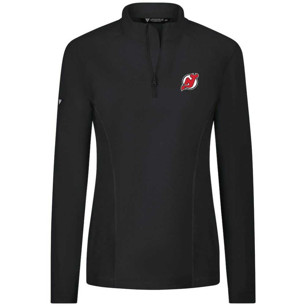 NHL New Jersey Devils Levelwear Women's Upright Quarter-Zip Pullover - Black