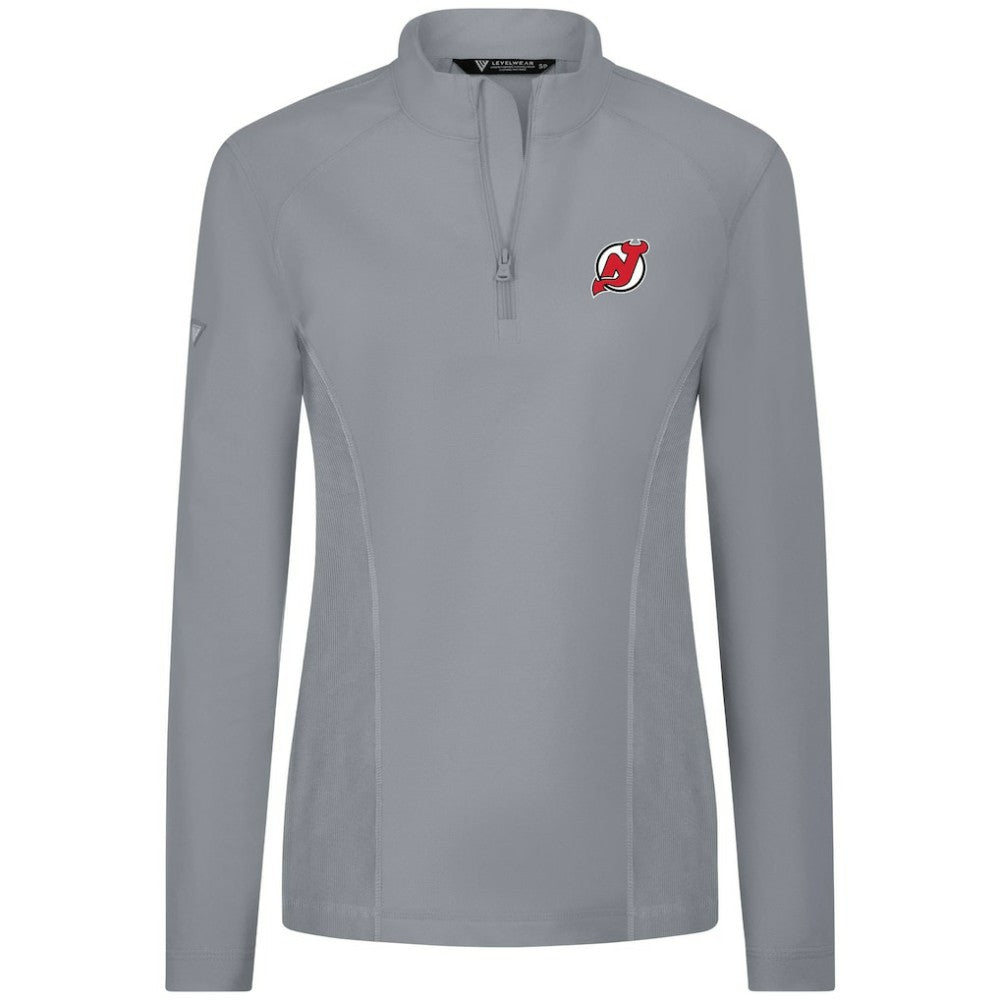 NHL New Jersey Devils Levelwear Women's Upright Quarter-Zip Pullover - Gray