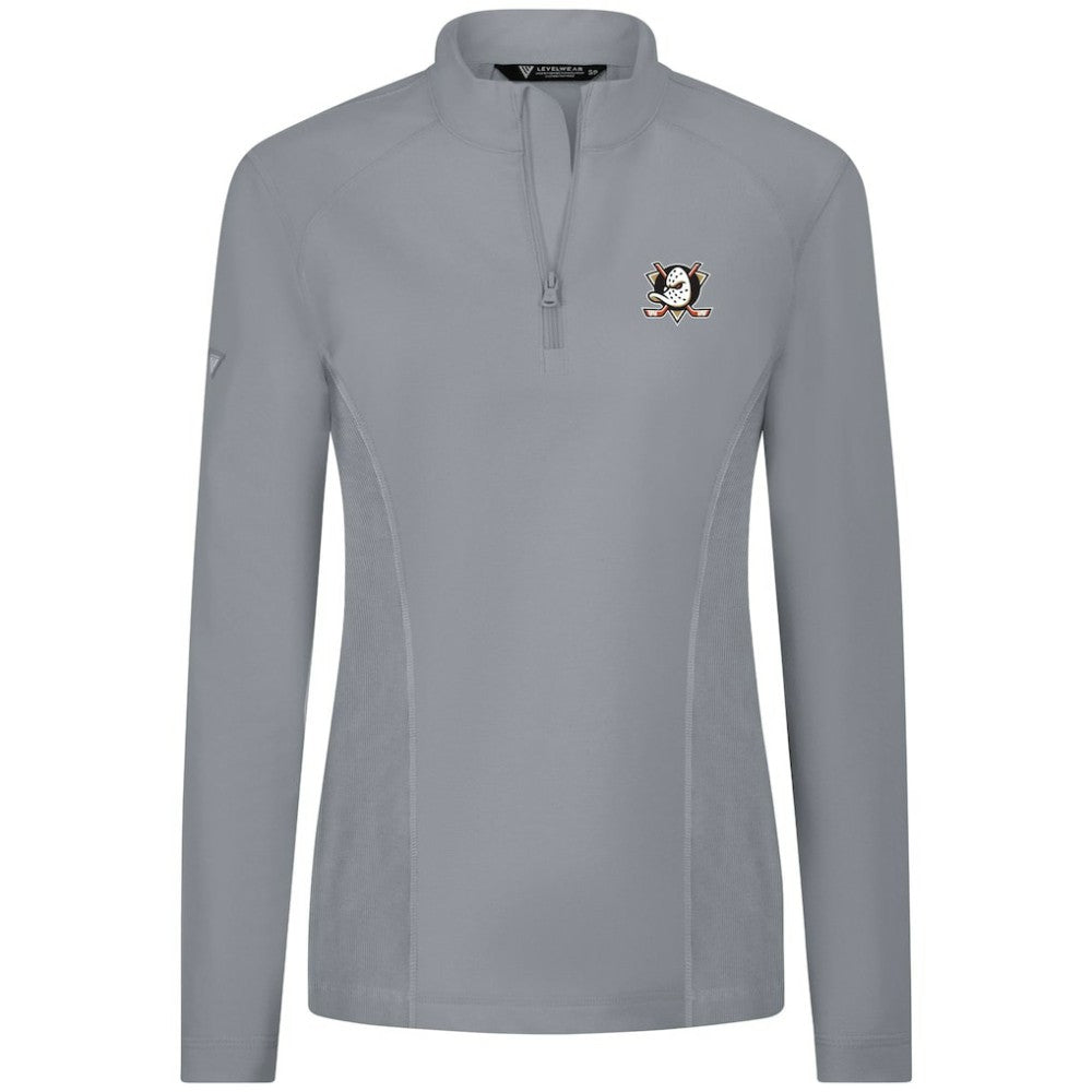NHL Anaheim Ducks Levelwear Women's Upright Quarter-Zip Pullover - Gray