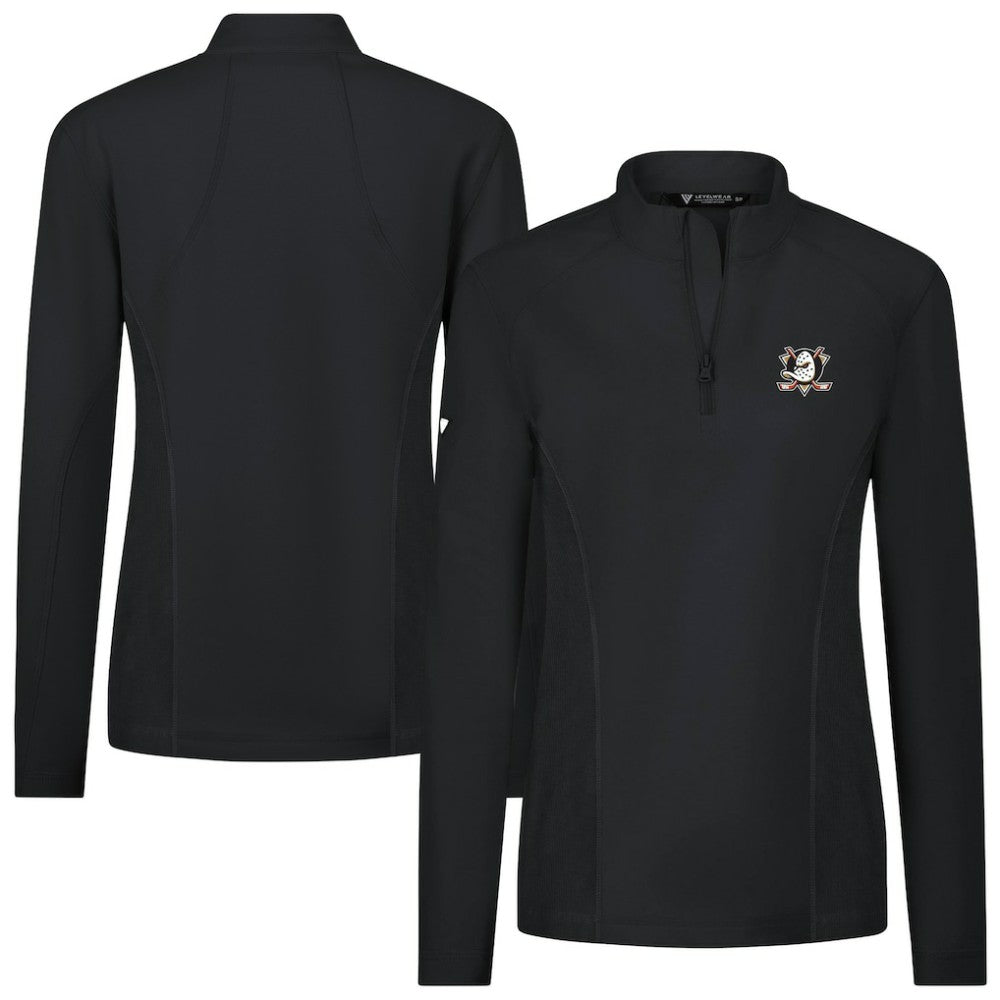 NHL Anaheim Ducks Levelwear Women's Upright Quarter-Zip Pullover - Black