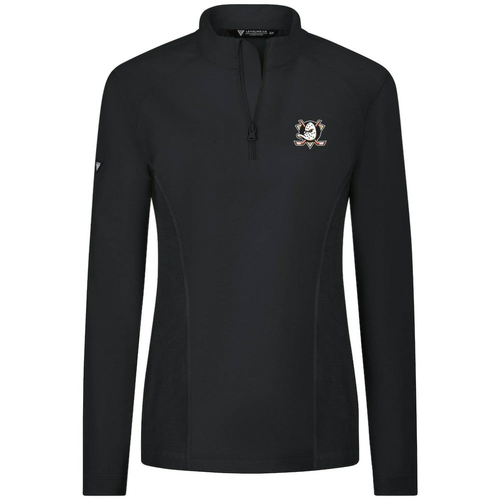 NHL Anaheim Ducks Levelwear Women's Upright Quarter-Zip Pullover - Black