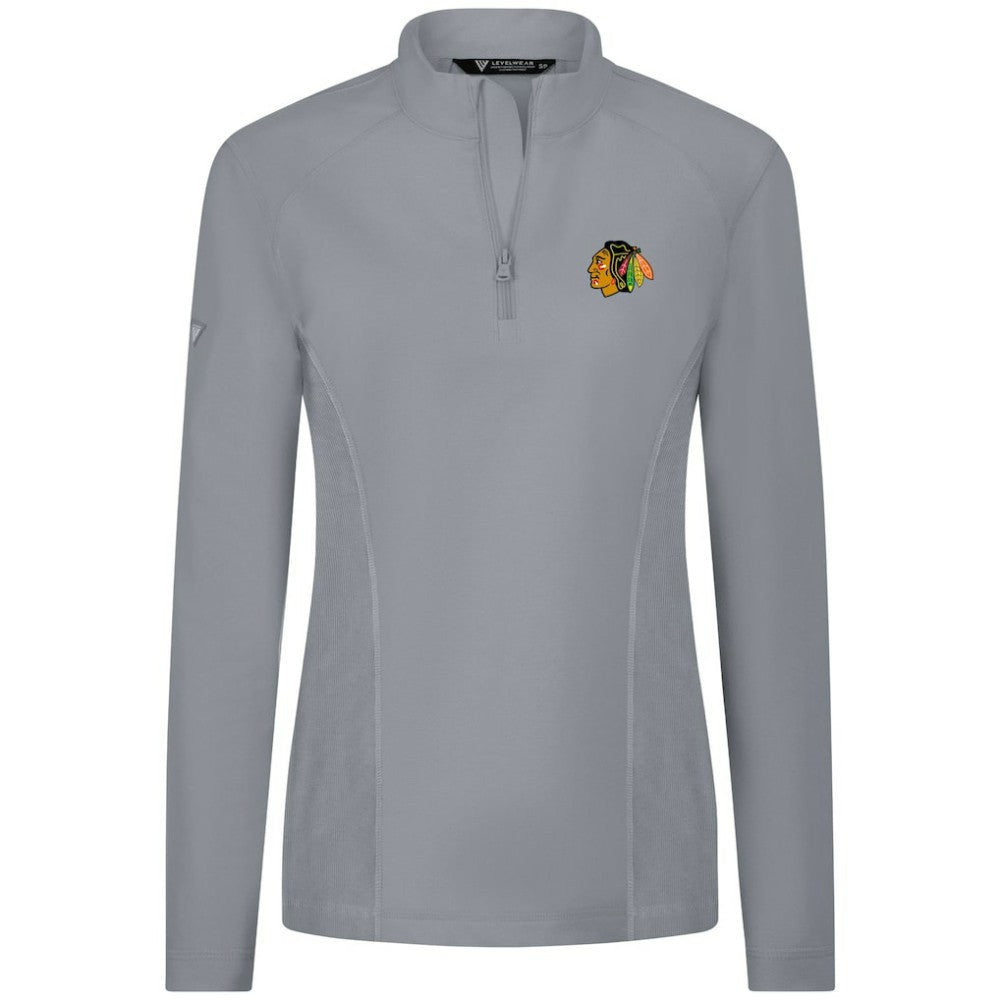 NHL Chicago Blackhawks Levelwear Women's Upright Quarter-Zip Pullover - Gray