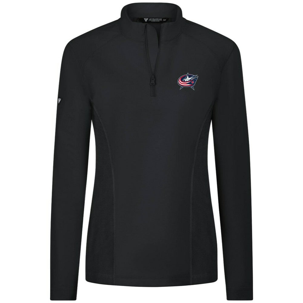NHL Columbus Blue Jackets Levelwear Women's Upright Quarter-Zip Pullover - Black