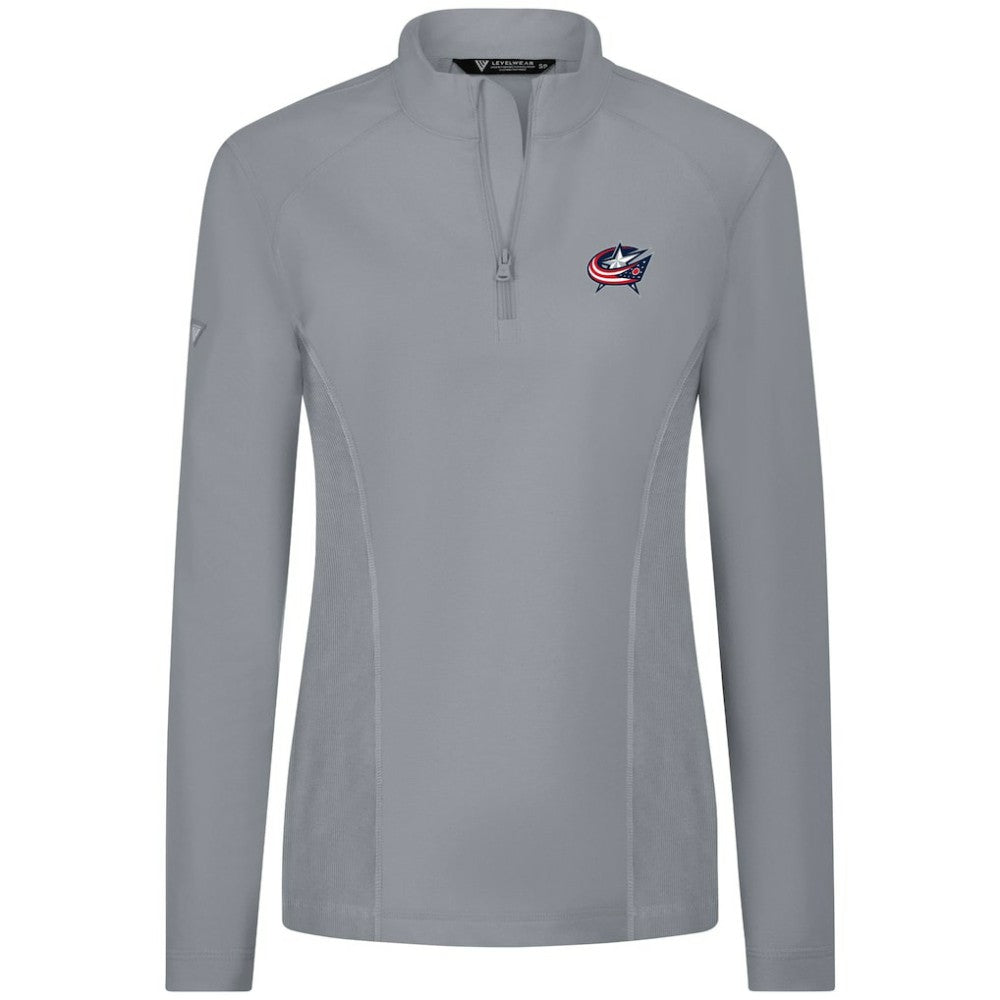 NHL Columbus Blue Jackets Levelwear Women's Upright Quarter-Zip Pullover - Gray
