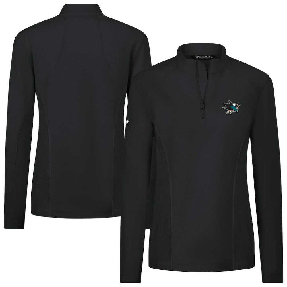 NHL San Jose Sharks Levelwear Women's Upright Quarter-Zip Pullover - Black