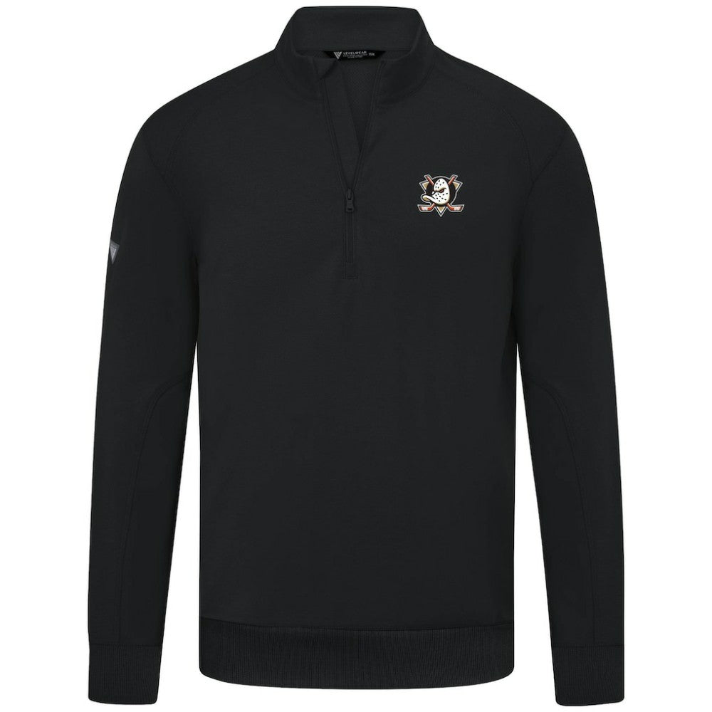 NHL Anaheim Ducks Levelwear Upright Tri-Blend Quarter-Zip Pullover - Black