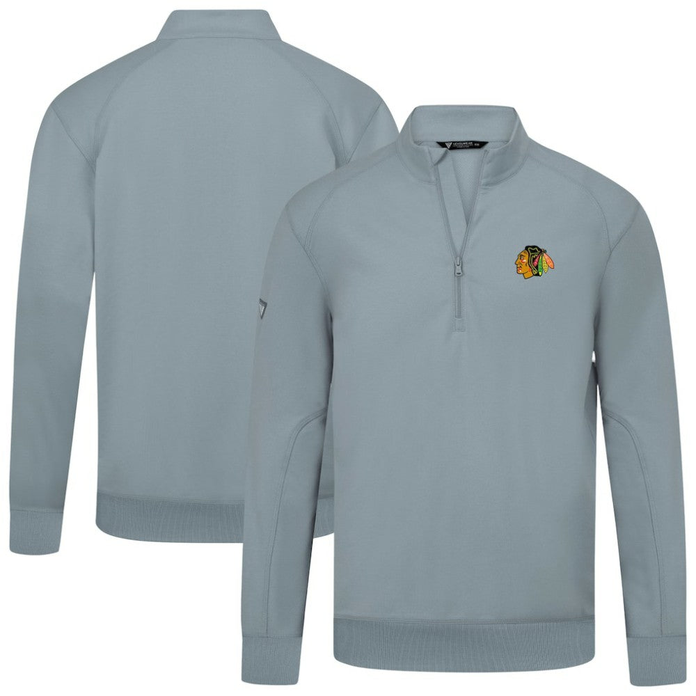 NHL Chicago Blackhawks Levelwear Upright Tri-Blend Quarter-Zip Pullover - Gray