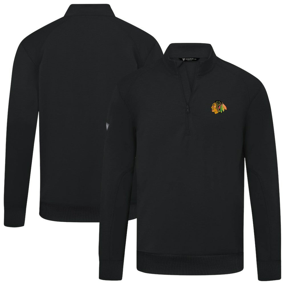 NHL Chicago Blackhawks Levelwear Upright Tri-Blend Quarter-Zip Pullover - Black
