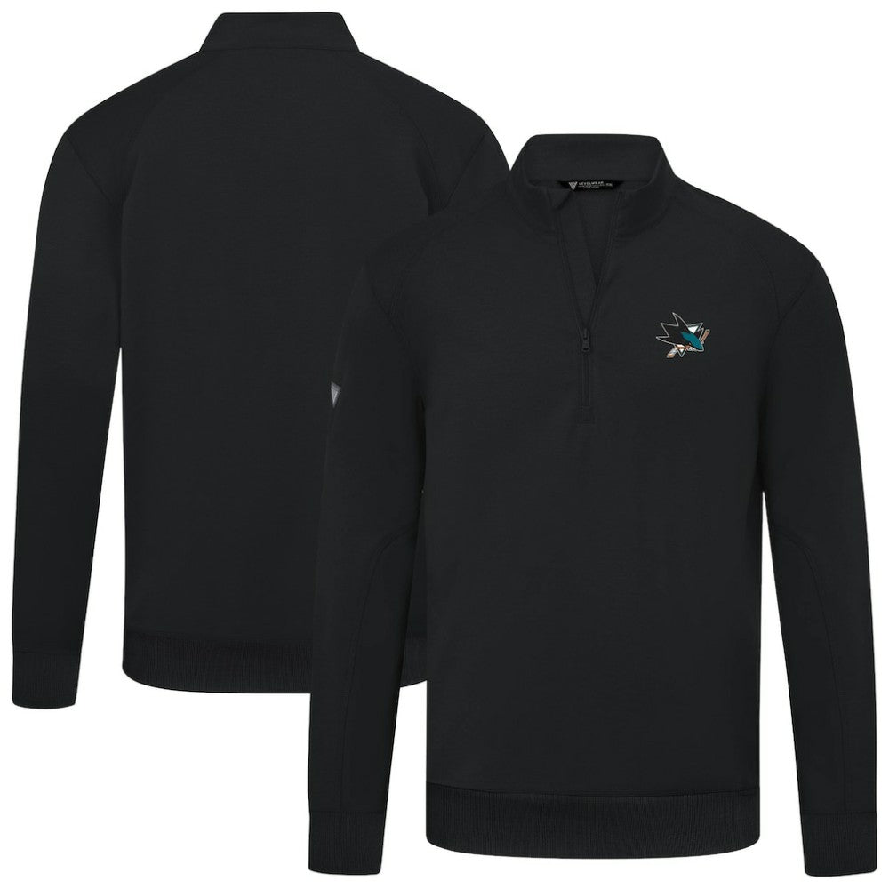 NHL San Jose Sharks Levelwear Upright Tri-Blend Quarter-Zip Pullover - Black
