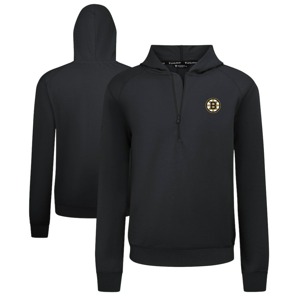 NHL Boston Bruins Levelwear Technic Quarter-Zip Pullover Hoodie - Black