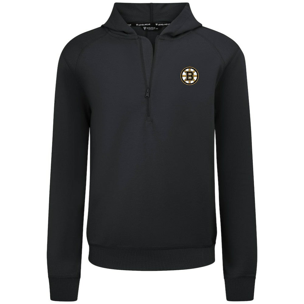 NHL Boston Bruins Levelwear Technic Quarter-Zip Pullover Hoodie - Black