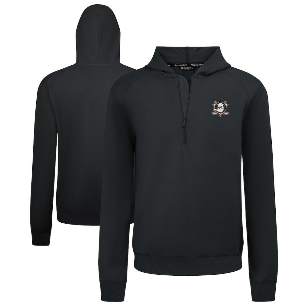 NHL Anaheim Ducks Levelwear Technic Quarter-Zip Pullover Hoodie - Black