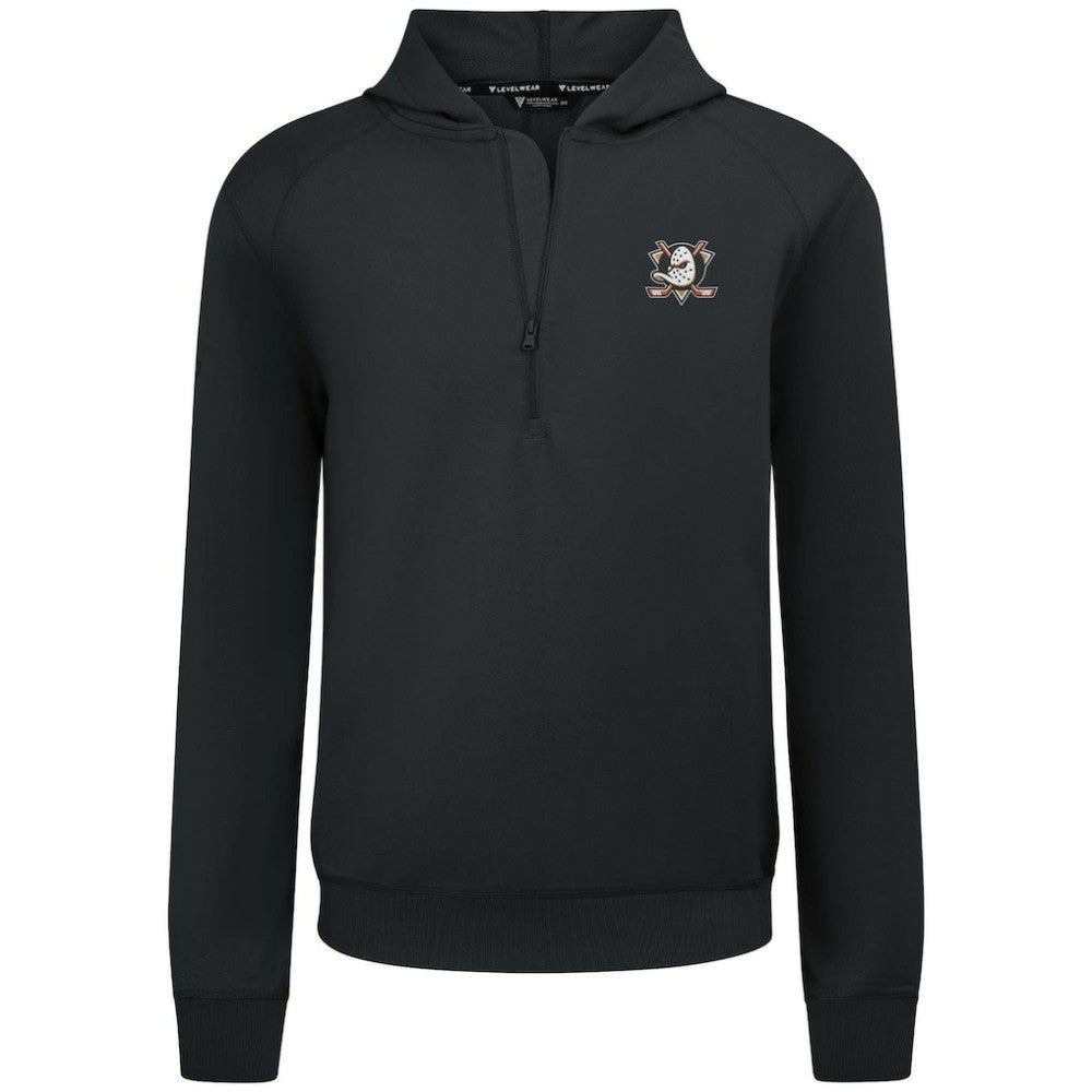 NHL Anaheim Ducks Levelwear Technic Quarter-Zip Pullover Hoodie - Black