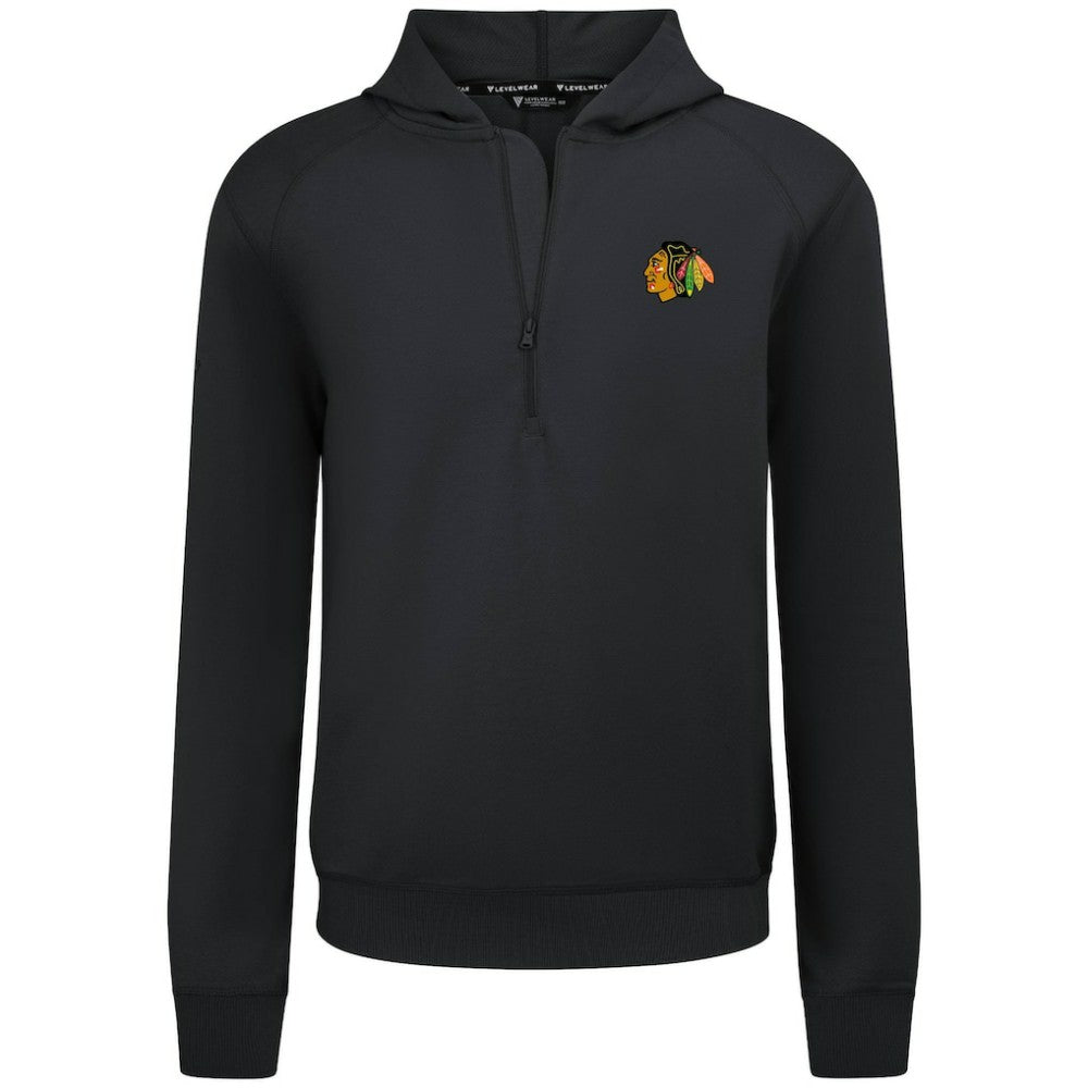 NHL Chicago Blackhawks Levelwear Technic Quarter-Zip Pullover Hoodie - Black