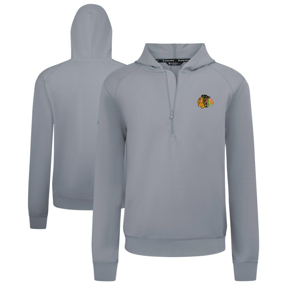 NHL Chicago Blackhawks Levelwear Technic Quarter-Zip Pullover Hoodie - Gray