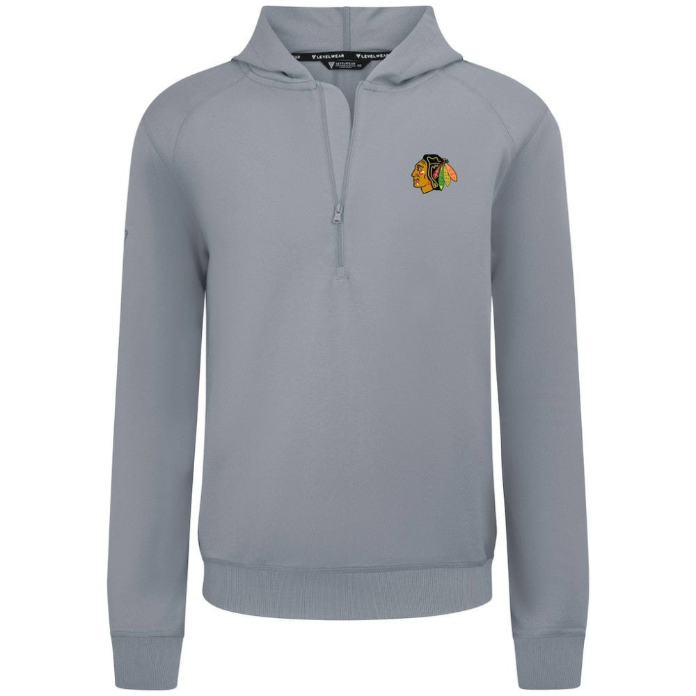 NHL Chicago Blackhawks Levelwear Technic Quarter-Zip Pullover Hoodie - Gray