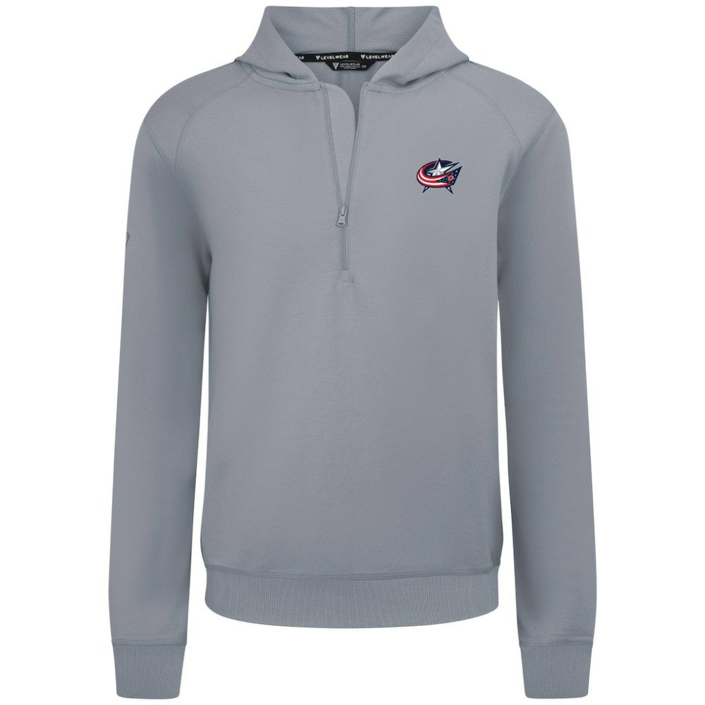 NHL Columbus Blue Jackets Levelwear Technic Quarter-Zip Pullover Hoodie - Gray