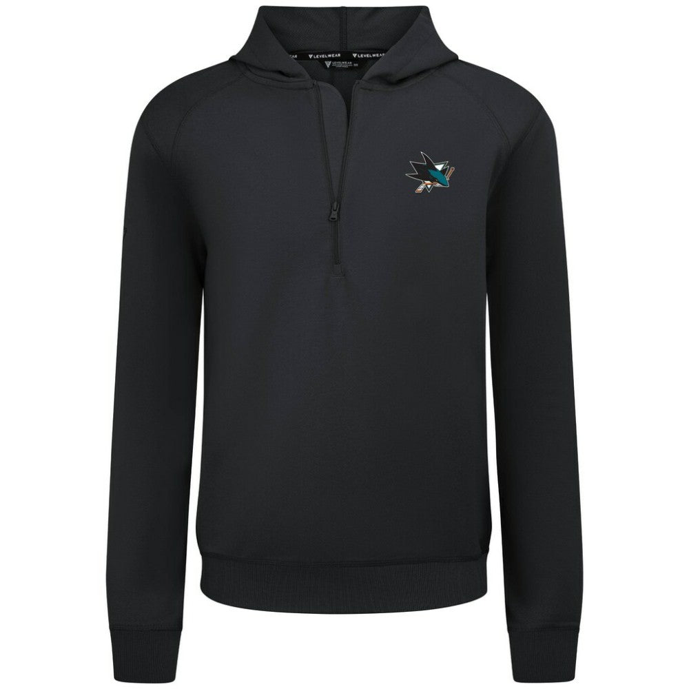 NHL San Jose Sharks Levelwear Technic Quarter-Zip Pullover Hoodie - Black