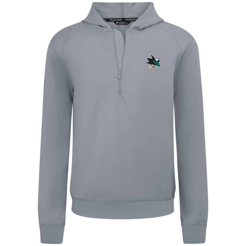 NHL San Jose Sharks Levelwear Technic Quarter-Zip Pullover Hoodie - Gray