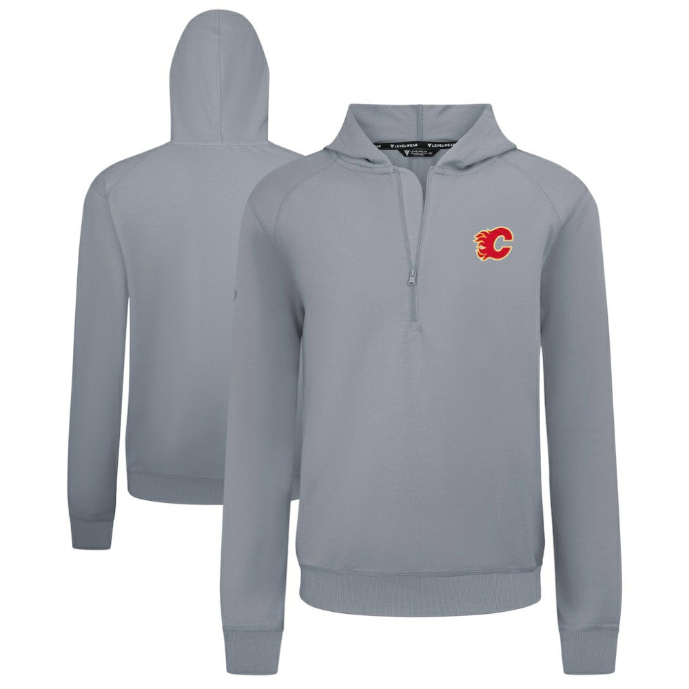 NHL Calgary Flames Levelwear Technic Quarter-Zip Pullover Hoodie - Gray