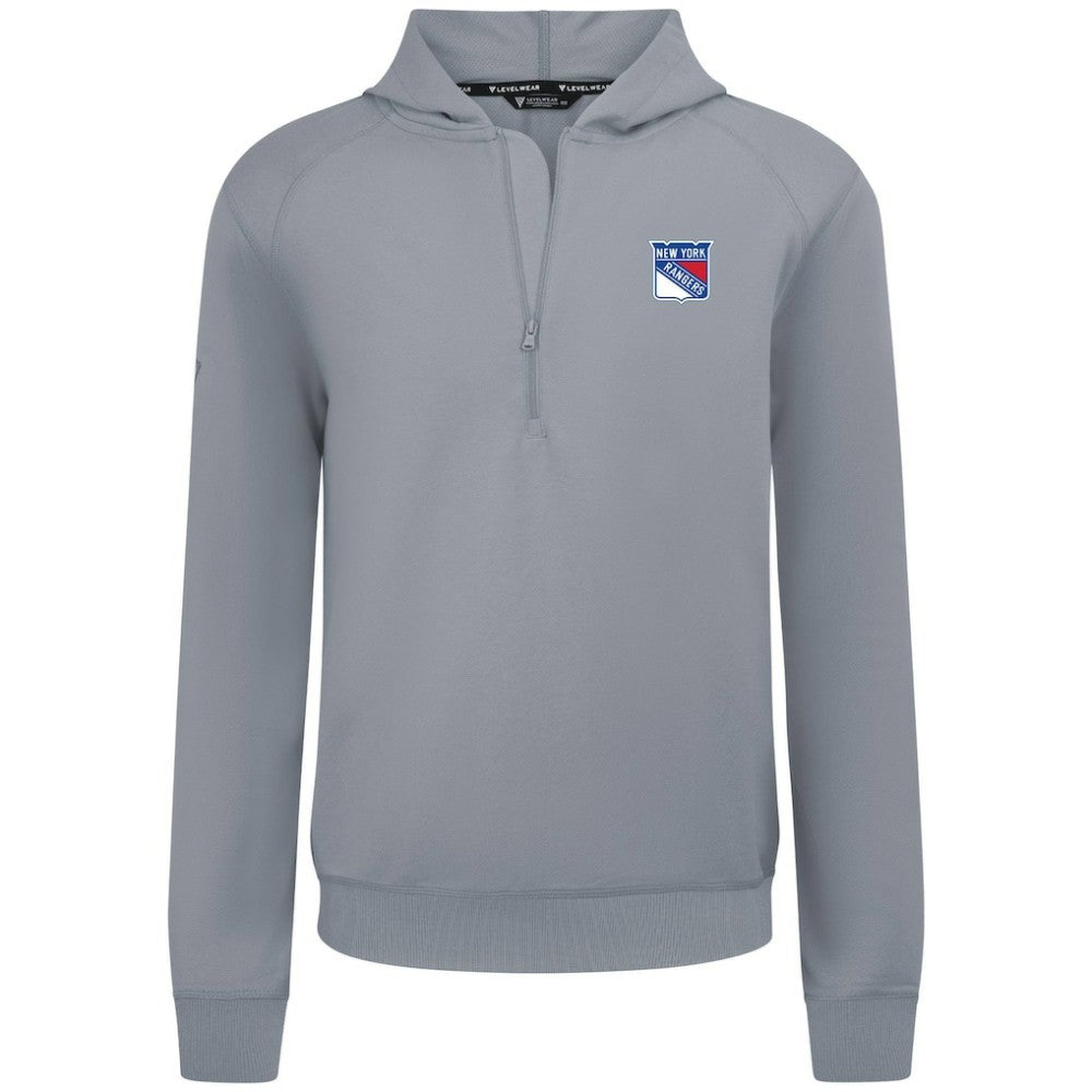NHL New York Rangers Levelwear Technic Quarter-Zip Pullover Hoodie - Gray