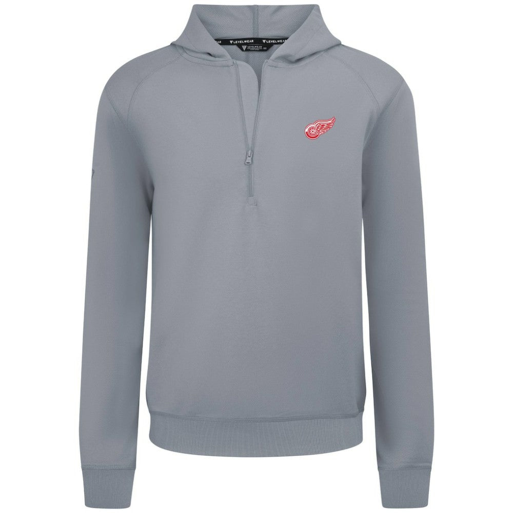 NHL Detroit Red Wings Levelwear Technic Quarter-Zip Pullover Hoodie - Gray