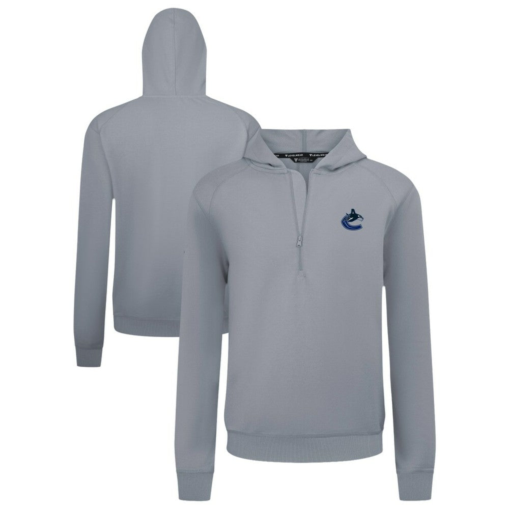 NHL Vancouver Canucks Levelwear Technic Quarter-Zip Pullover Hoodie - Gray