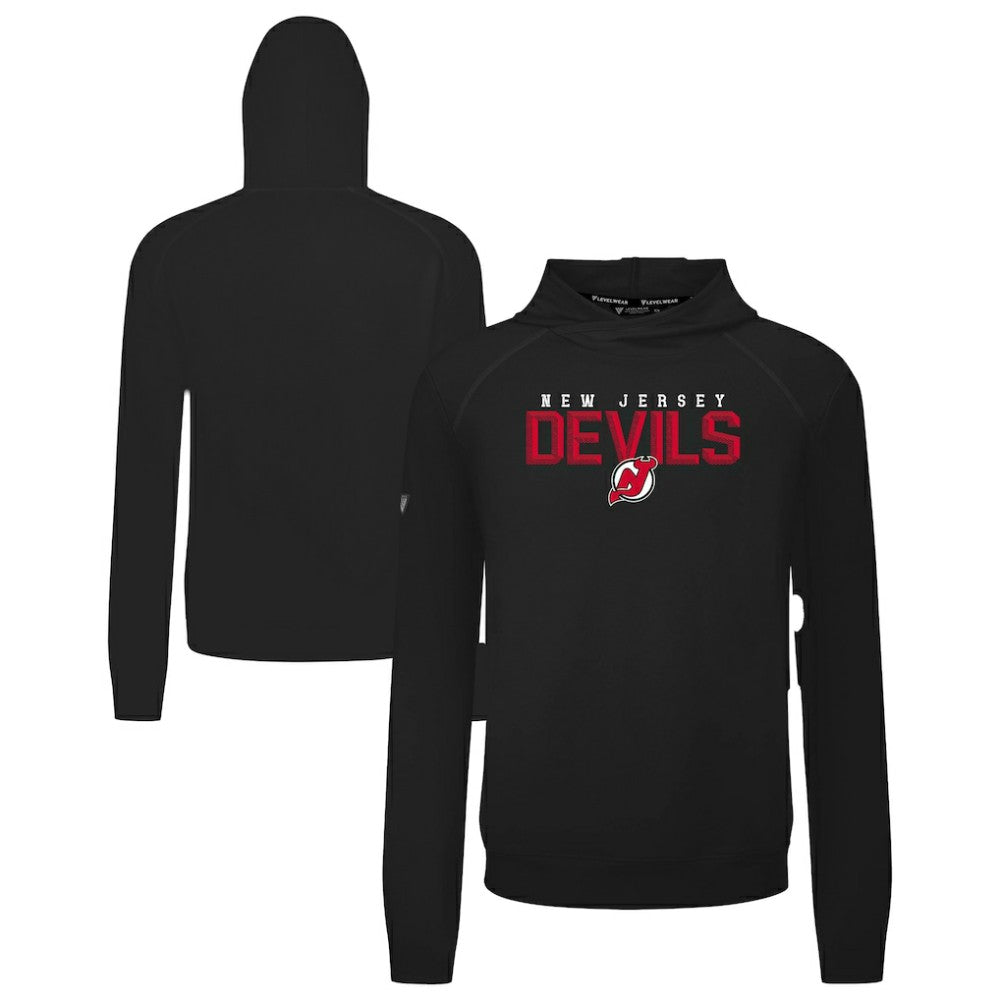 NHL New Jersey Devils Levelwear Mandate Carve Tri-Blend Pullover Hoodie - Black