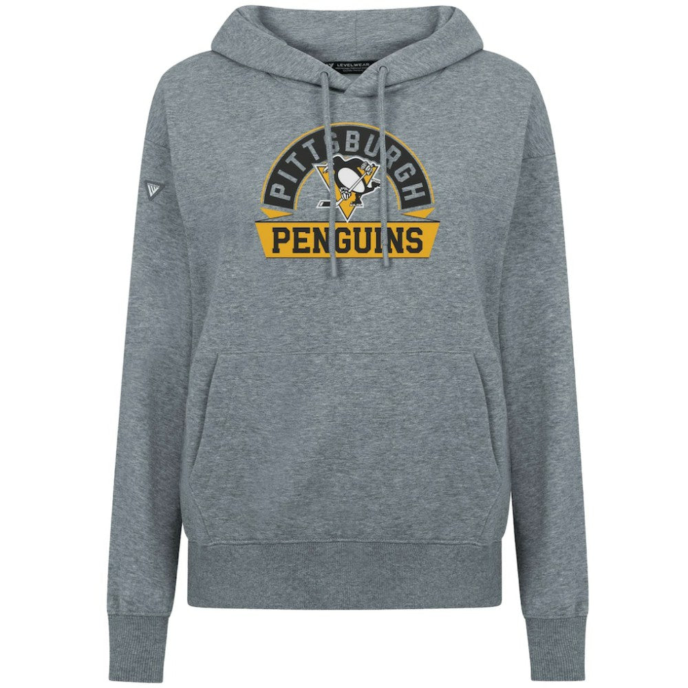 NHL Pittsburgh Penguins Levelwear Women's Adorn Banner Arch Pullover Hoodie - Gray