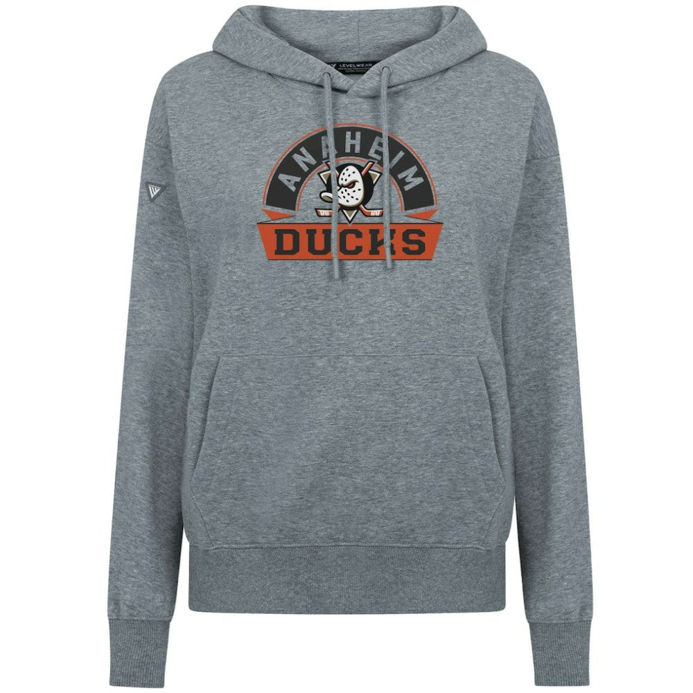 NHL Anaheim Ducks Levelwear Women's Adorn Banner Arch Pullover Hoodie - Gray
