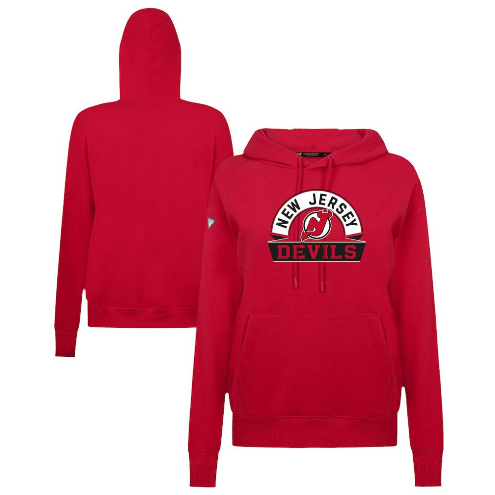 NHL New Jersey Devils Levelwear Women's Adorn Banner Arch Pullover Hoodie - Red