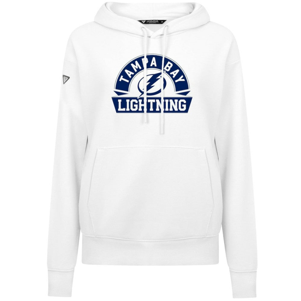 NHL Tampa Bay Lightning Levelwear Women's Adorn Banner Arch Pullover Hoodie - White