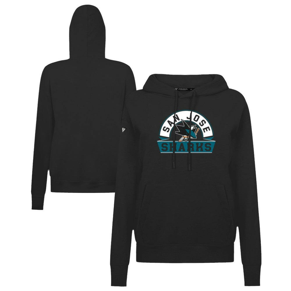 NHL San Jose Sharks Levelwear Women's Adorn Banner Arch Pullover Hoodie - Black